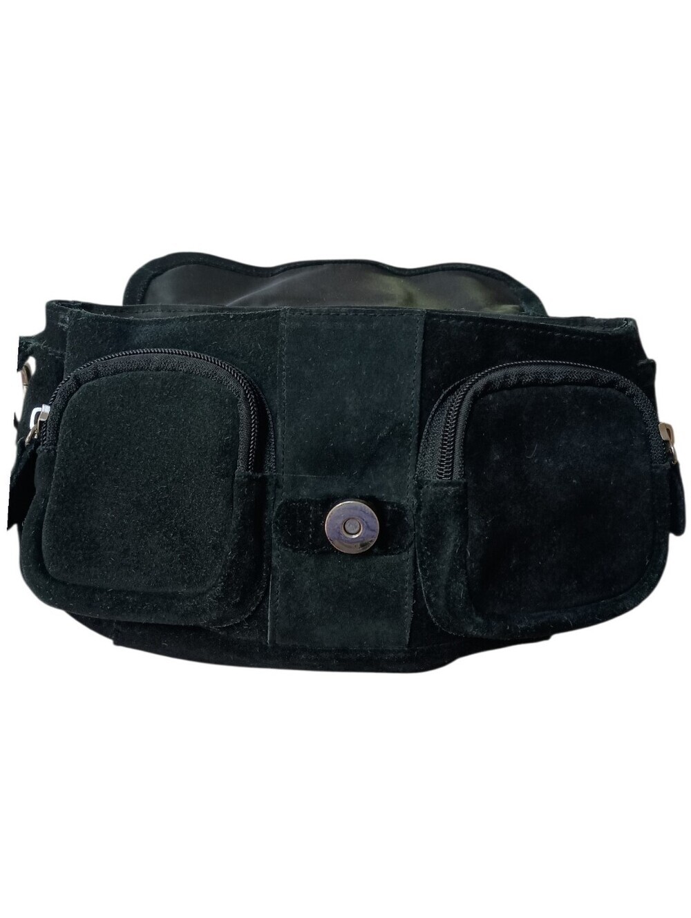 Black Suede Mini Shoulder Bag W/ Silver Chain Hardware Excellent Used Condition - Picture 4 of 5